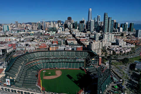 SF Giants empty Oracle Park. (Photo by Justin Sullivan/Getty Images)