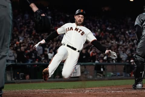 Former SF Giants outfielder Mac Williamson suffered a severe concussion after being tripped by the bullpen mounds at Oracle Park in 2018. (Stan Szeto-USA TODAY Sports)