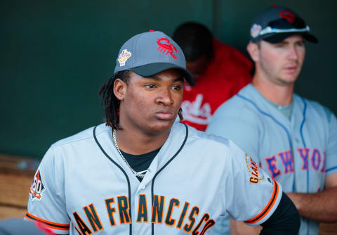 SF Giants pitching prospect Melvin Adon during the 2018 Arizona Fall League All-Star Game at Surprise Stadium. (Mark J. Rebilas-USA TODAY Sports)