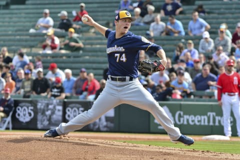 Milwaukee Brewers starting pitching prospect Zack Brown (74) is available in the Rule 5 draft and could be a very intriguing selection by the SF Giants. (Matt Kartozian-USA TODAY Sports)