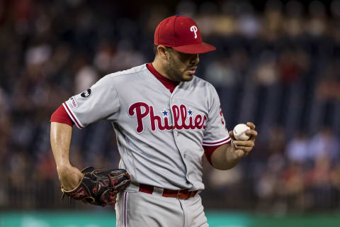 The SF Giants have signed former Philadelphia Phillies relief pitcher Jose Alvarez (52). (Scott Taetsch-USA TODAY Sports)