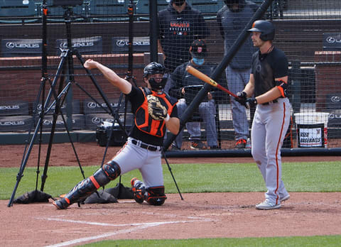 SF Giants 2020 first-round pick Patrick Bailey at the alternate site in Sacramento last summer. (Kelley L Cox-USA TODAY Sports)