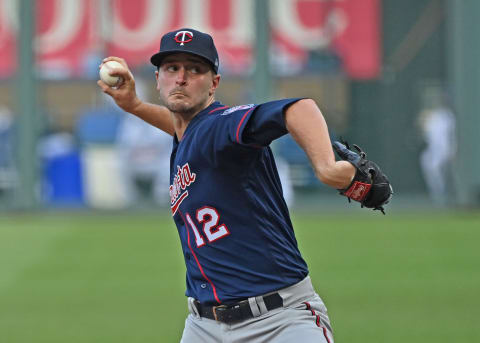 Minnesota Twins starting pitcher Jake Odorizzi (12) appears to have the attention of the SF Giants front-office. (Peter Aiken-USA TODAY Sports)