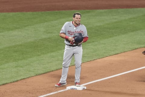 Washington Nationals second baseman Asdrubal Cabrera (13) reacts during the top of the fifth inning against the New York Mets at Citi Field. (Vincent Carchietta-USA TODAY Sports)