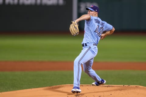 Toronto Blue Jays starting pitcher Ross Stripling (48) could be a free-agent target for the SF Giants if he’s non-tendered. (Paul Rutherford-USA TODAY Sports)