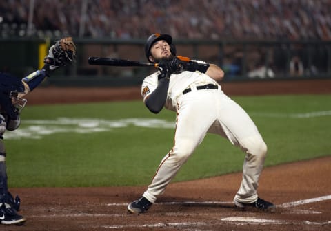 SF Giants Joey Bart (21) may have struggled in his first taste of MLB action, but remains one of the best prospects in baseball. (D. Ross Cameron-USA TODAY Sports)