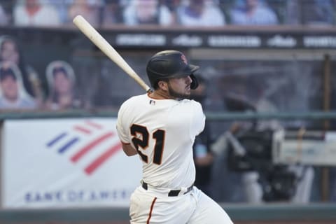 While SF Giants prospect Joey Bart got his chance to debut at catcher this season, he’s not the primary option right now. (Kyle Terada-USA TODAY Sports)