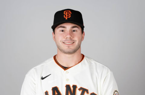 SF Giants first baseman Wyatt Logan #88 poses during media day at Scottsdale Stadium. (MLB photos via USA TODAY Sports)