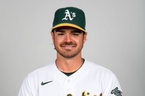 Oakland Athletics Aramis Garcia #37 poses during media day at Hohokam Stadium. Garcia was originally drafted and developed by the SF Giants. (MLB photos via USA TODAY Sports)