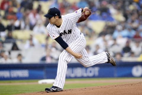 Yomiuri Giants pitcher Tomoyuki Sugano could be on the SF Giants radar if he’s posted this offseason. (Gary A. Vasquez-USA TODAY Sports)