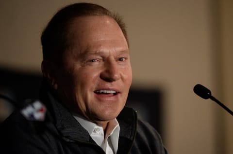 Dec 9, 2019; San Diego, CA, USA; Sports agent Scott Boras speaks to the media during the MLB Winter Meetings at Manchester Grand Hyatt. (Orlando Ramirez-USA TODAY Sports)