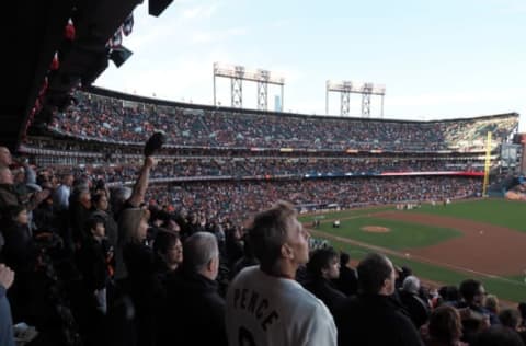 Oct 11, 2016; San Francisco, CA, USA; A general view of AT&T Park before game four of the 2016 NLDS playoff baseball game between the San Francisco Giants and the Chicago Cubs. Mandatory Credit: Kelley L Cox-USA TODAY Sports