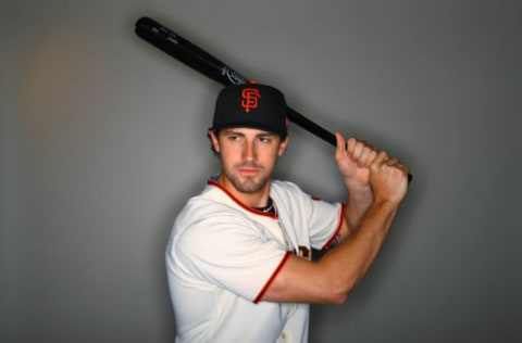 Feb 20, 2017; Scottsdale, AZ, USA; San Francisco Giants outfielder Steven Duggar poses for a portrait during photo day at Scottsdale Stadium. Mandatory Credit: Mark J. Rebilas-USA TODAY Sports