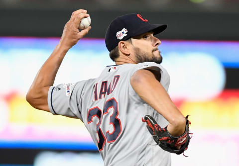 MINNEAPOLIS, MN – AUGUST 08: Brad Hand #33 of the Cleveland Indians delivers a pitch against the Minnesota Twins during the ninth inning of the game on August 8, 2019 at Target Field in Minneapolis, Minnesota. The Indians defeated the Twins 7-5. (Photo by Hannah Foslien/Getty Images)