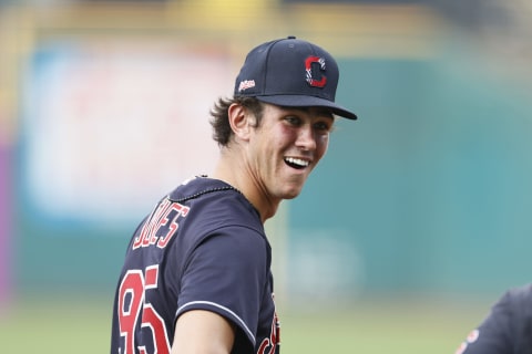 Nolan Jones #95 of the Cleveland Indians (Photo by Ron Schwane/Getty Images)