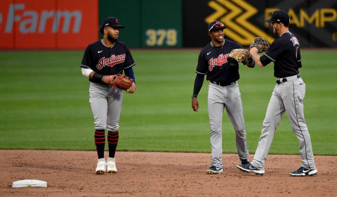 George Valera #91 (Far left) of the Cleveland Indians / Cleveland Guardians (Photo by Justin Berl/Getty Images)