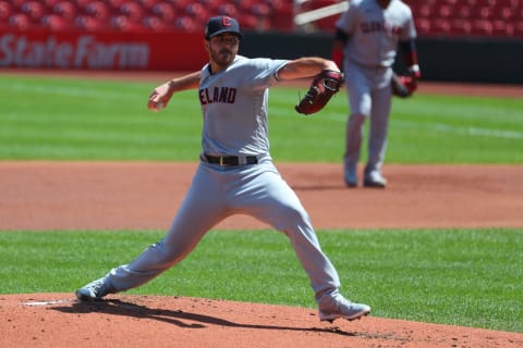 Aaron Civale #42 of the Cleveland Indians (Photo by Dilip Vishwanat/Getty Images)