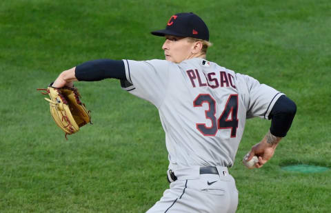 Zach Plesac #34 of the Cleveland Indians (Photo by Hannah Foslien/Getty Images)