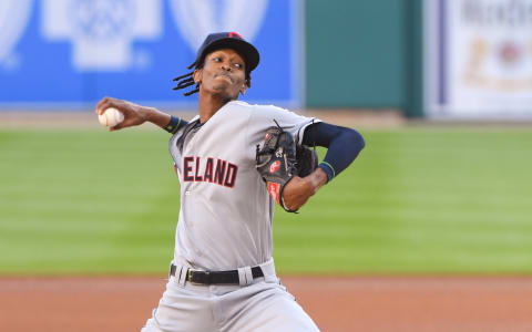 DETROIT, MI – SEPTEMBER 19: Triston McKenzie #26 of the Cleveland Indians pitches during the game against the Detroit Tigers at Comerica Park on September 19, 2020 in Detroit, Michigan. The Tigers defeated the Indians 5-2. (Photo by Mark Cunningham/MLB Photos via Getty Images)