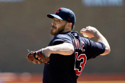 Aaron Civale #43 of the Cleveland Indians (Photo by Duane Burleson/Getty Images)