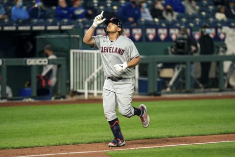 Josh Naylor #22 of the Cleveland Indians (Photo by Kyle Rivas/Getty Images)