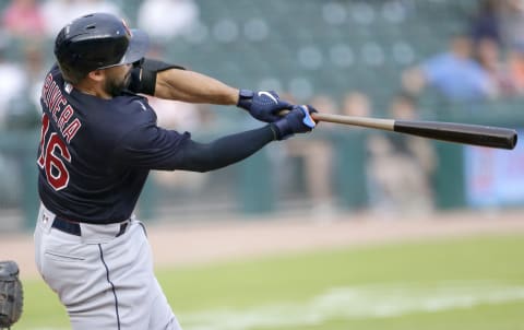 Rene Rivera #46 of the Cleveland Indians (Photo by Duane Burleson/Getty Images)