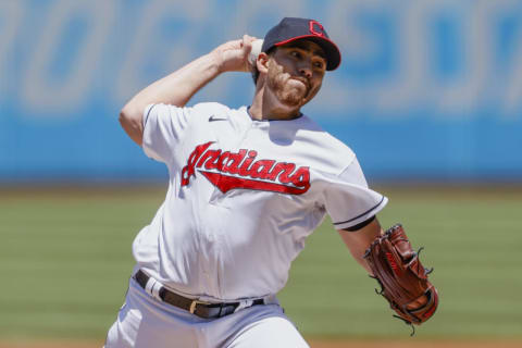 Starting pitcher Aaron Civale #43 of the Cleveland Indians (Photo by Ron Schwane/Getty Images)