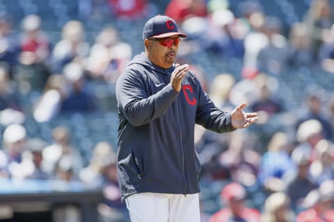 Acting manager DeMarlo Hale #33 of the Cleveland Indians (Photo by Ron Schwane/Getty Images)