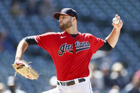 Starting pitcher Sam Hentges #31 of the Cleveland Indians (Photo by Ron Schwane/Getty Images)