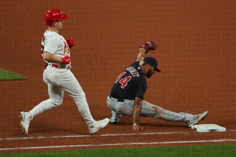 Bobby Bradley #44 of the Cleveland Indians (Photo by Dilip Vishwanat/Getty Images)