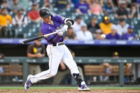 Trevor Story #27 of the Colorado Rockies (Photo by Dustin Bradford/Getty Images)