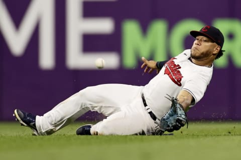 Harold Ramirez #40 of the Cleveland Indians (Photo by Ron Schwane/Getty Images)