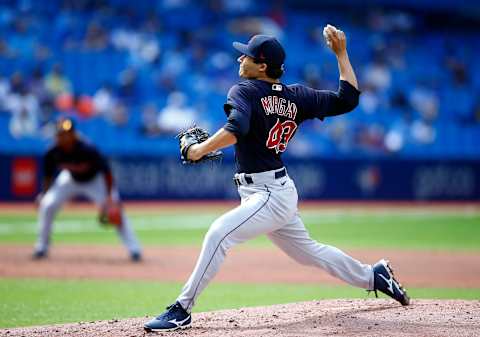 Eli Morgan #49 of the Cleveland Indians =(Photo by Vaughn Ridley/Getty Images)