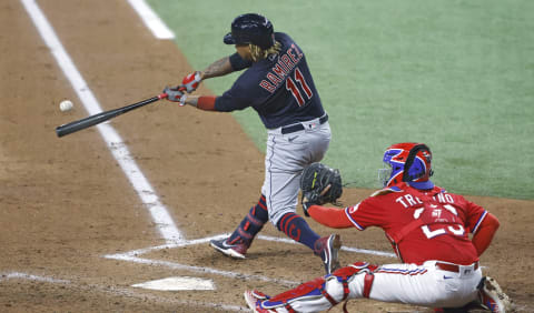 Jose Ramirez #11 of the Cleveland Guardians (Photo by Ron Jenkins/Getty Images)