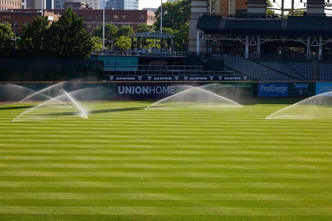 Cleveland Indians outfield at Progressive Field (Photo by Dan Mendlik/Cleveland Indians via Getty Images)