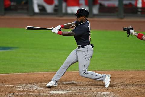 CINCINNATI, OH – AUGUST 3: Daniel Johnson #23 of the Cleveland Indians bats against the Cincinnati Reds at Great American Ball Park on August 3, 2020 in Cincinnati, Ohio. (Photo by Jamie Sabau/Getty Images)