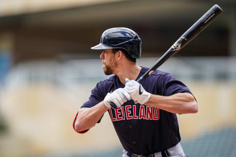 Bradley Zimmer #4 of the Cleveland Indians (Photo by Brace Hemmelgarn/Minnesota Twins/Getty Images)