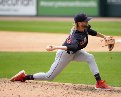 Adam Cimber #90 of the Cleveland Indians (Photo by Ron Vesely/Getty Images)