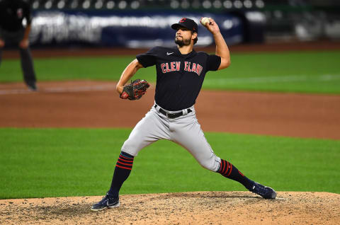 Brad Hand #33 of the Cleveland Indians (Photo by Joe Sargent/Getty Images)