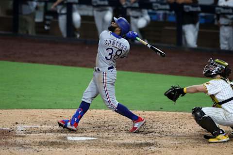 Danny Santana #38 of the Texas Rangers (Photo by Rob Leiter/MLB Photos via Getty Images)