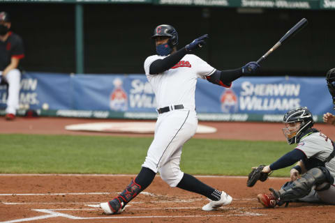 Franmil Reyes #32 of the Cleveland Indians (Photo by Ron Schwane/Getty Images)