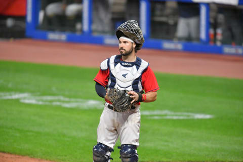 Catcher Austin Hedges #17 of the Cleveland Indians (Photo by Jason Miller/Getty Images)