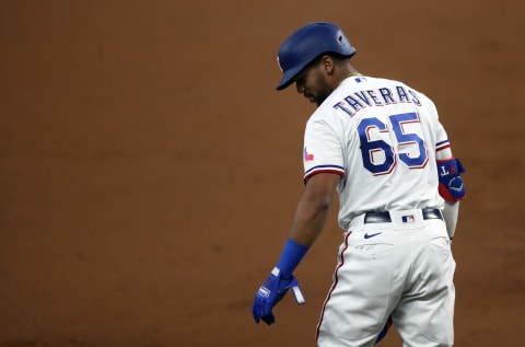 Leody Taveras #65 of the Texas Rangers (Photo by Ronald Martinez/Getty Images)