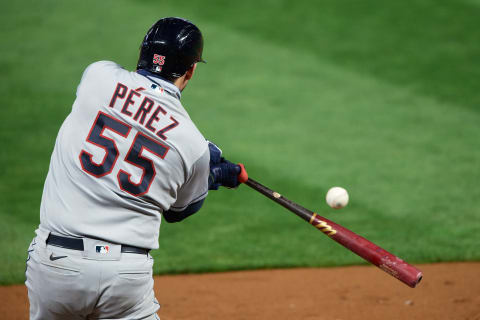 Roberto Perez #55 of the Cleveland Indians (Photo by Hannah Foslien/Getty Images)