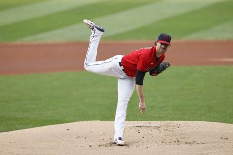 Shane Bieber #57 of the Cleveland Indians (Photo by Ron Schwane/Getty Images)