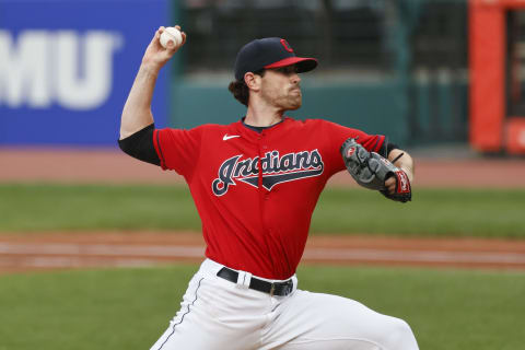 CLEVELAND, OH – SEPTEMBER 23: Shane Bieber #57 of the Cleveland Indians pitches against the Chicago White Sox during the second inning at Progressive Field on September 23, 2020 in Cleveland, Ohio. (Photo by Ron Schwane/Getty Images)