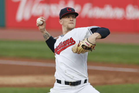 Gold Glove Finalist, Zach Plesac #34 of the Cleveland Indians (Photo by Ron Schwane/Getty Images)