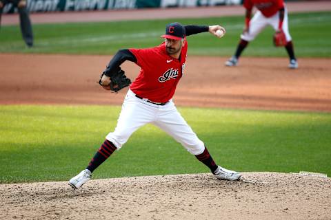 CLEVELAND, OH – SEPTEMBER 27: Oliver Perez #39 of the Cleveland Indians pitches during the game against the Pittsburgh Pirates at Progressive Field on September 27, 2020 in Cleveland, Ohio. (Photo by Kirk Irwin/Getty Images)