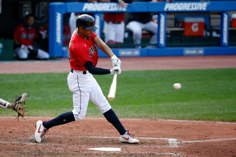 Oscar Mercado #35 of the Cleveland Indians (Photo by Kirk Irwin/Getty Images)