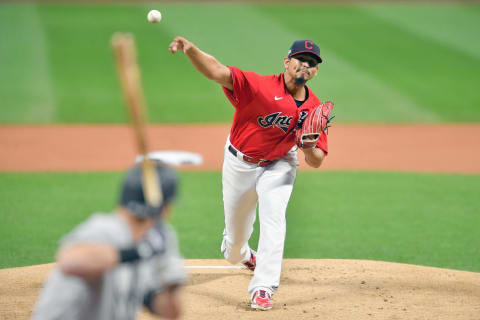 Starting pitcher Carlos Carrasco #59 of the Cleveland Indians (Photo by Jason Miller/Getty Images)